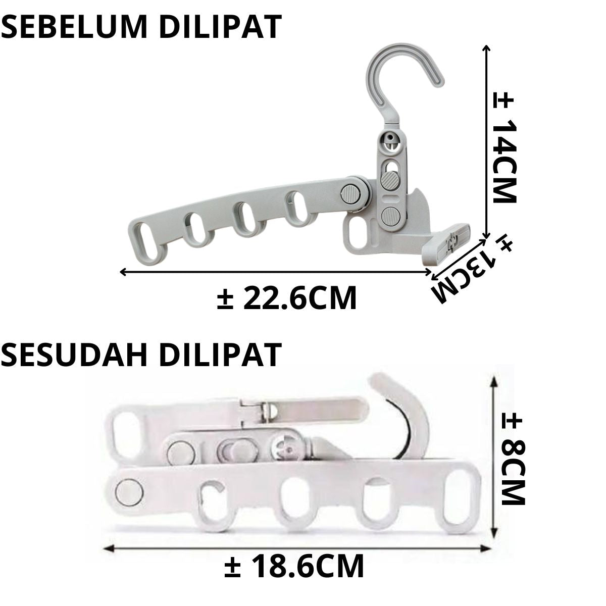Gantungan Baju Lipat 5 Lubang / Magic Hanger Plastik / Rak Cantolan Gantung Pakaian Celana Serbaguna