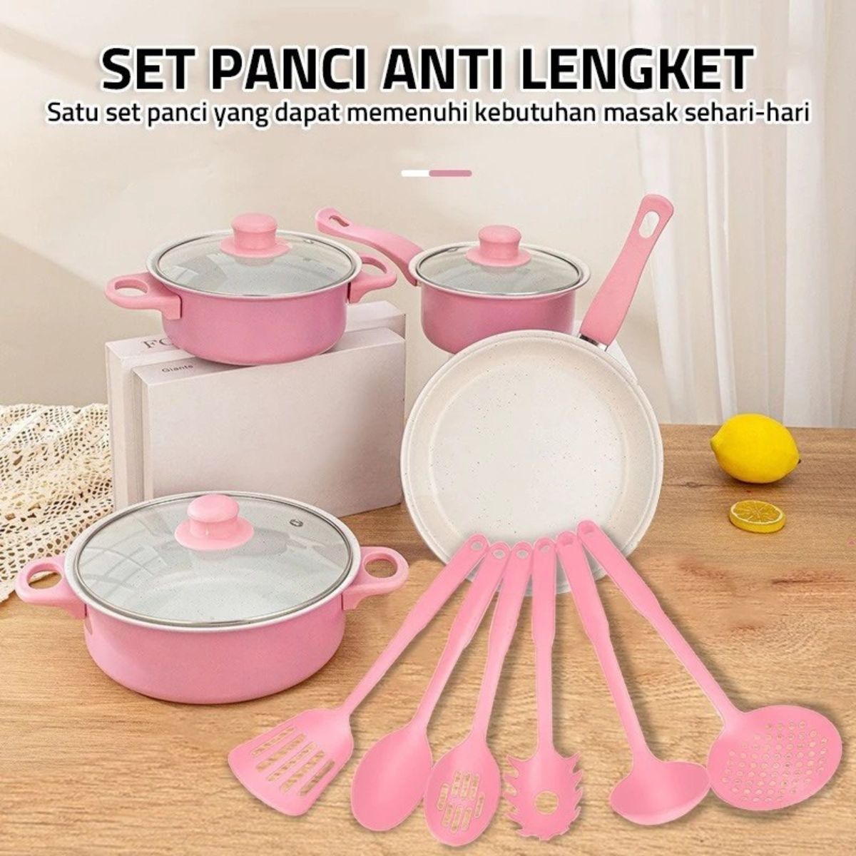Set Panci 13pcs / Frypan Marblel 3in1 / Wajan Penggorengan Spatula Anti Lengket CookWare Multifungsi