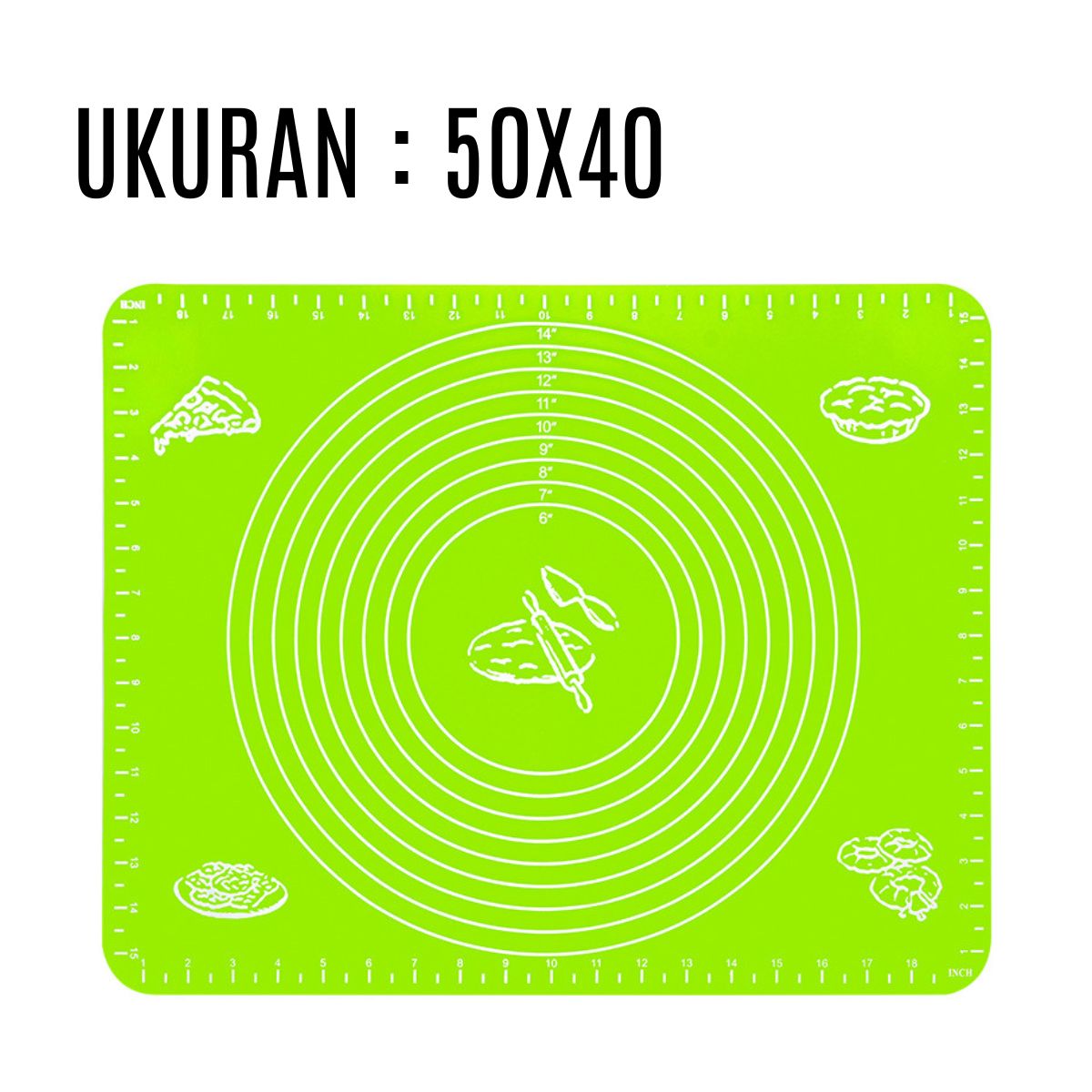 Alas Adonan Kue Silikon 40x50Cm Anti Lengket Baking Mat Tatakan Giling Roti Donut Pizza Silicone