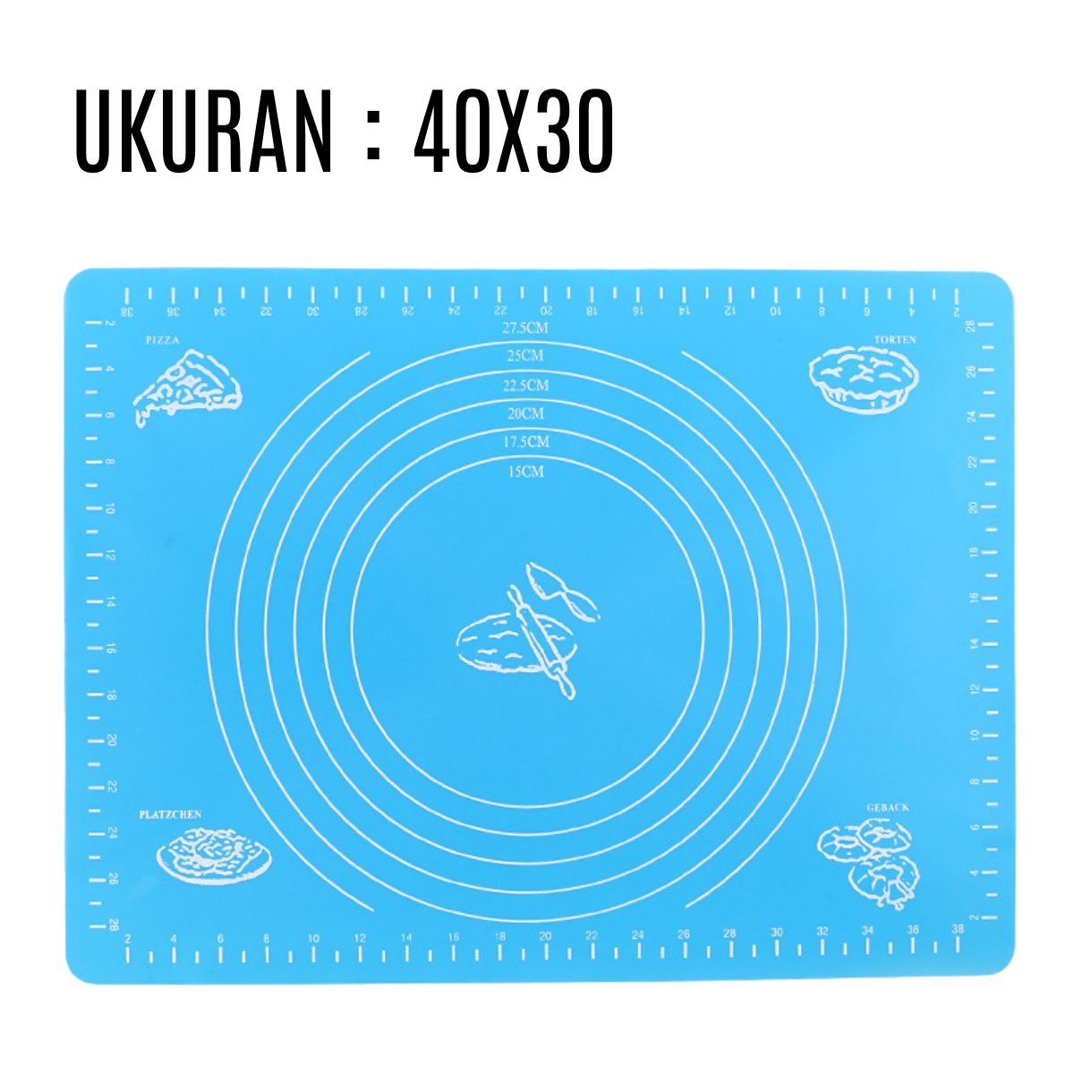 Alas Adonan Kue Silikon 40x50Cm Anti Lengket Baking Mat Tatakan Giling Roti Donut Pizza Silicone