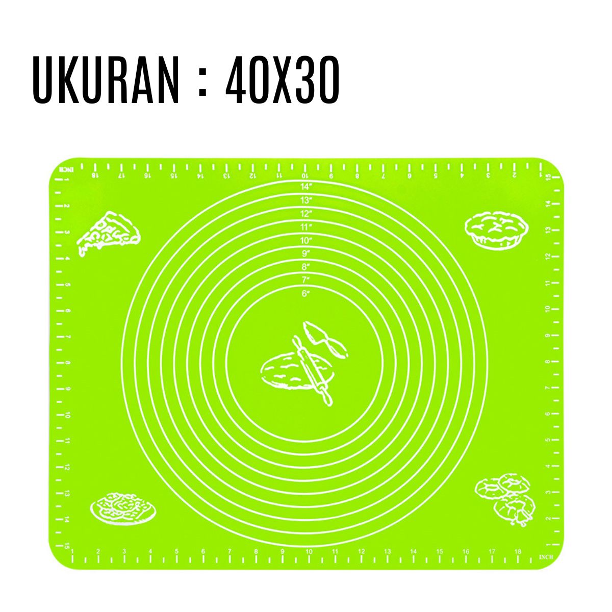 Alas Adonan Kue Silikon 40x50Cm Anti Lengket Baking Mat Tatakan Giling Roti Donut Pizza Silicone