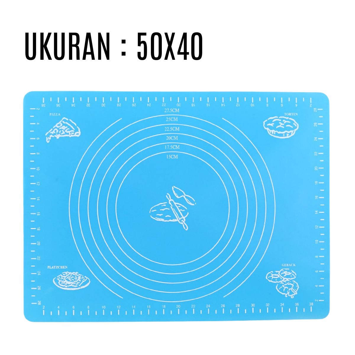 Alas Adonan Kue Silikon 40x50Cm Anti Lengket Baking Mat Tatakan Giling Roti Donut Pizza Silicone