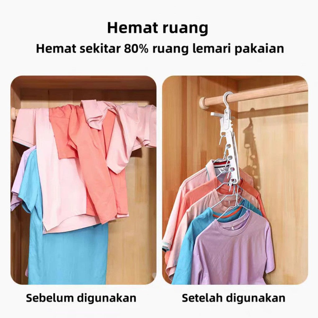 Gantungan Baju Lipat 5 Lubang / Magic Hanger Plastik / Rak Cantolan Gantung Pakaian Celana Serbaguna
