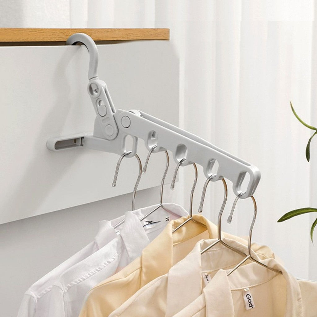 Gantungan Baju Lipat 5 Lubang / Magic Hanger Plastik / Rak Cantolan Gantung Pakaian Celana Serbaguna