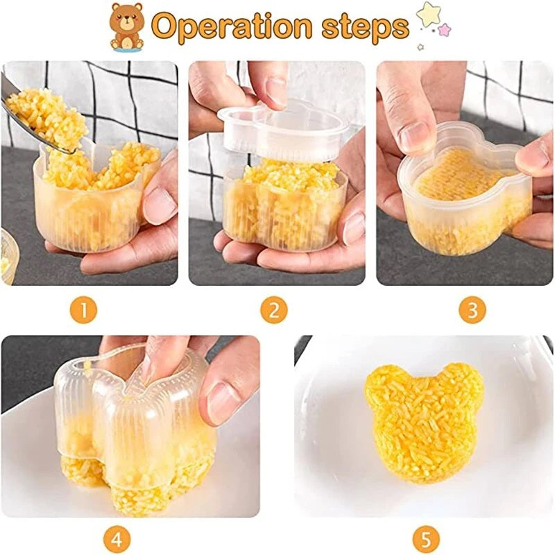 Cetakan Nasi Bento Karakter / Rice Mold Transparan BPA FREE Alat Bantu Pembentuk Onigiri Makanan Manual Press Tekan Ala Korea Jepang Sushi Maker Pencetak Anti Lengket