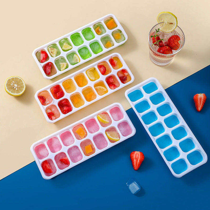 Cetakan Es Batu Silikon 14 Kotak Dengan Tutup FOOD GRADE / Alat Pencetak Puding Agar-Agar Jelly Cokelat Yogurt Anti Pecah / Ice Cube Silicone Tray Mold 14 Boxes With Lids / Wadah Tempat Cetak 14 Sekat Serbaguna