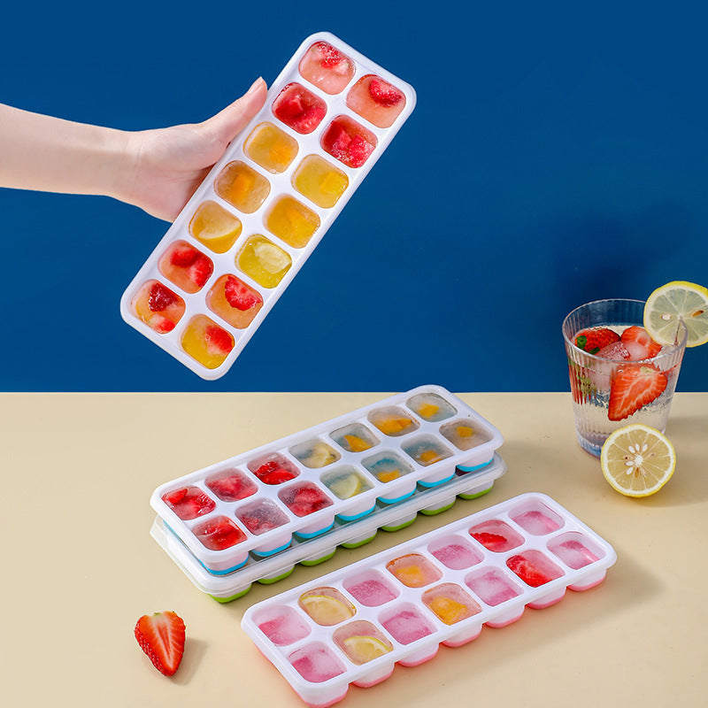 Cetakan Es Batu Silikon 14 Kotak Dengan Tutup FOOD GRADE / Alat Pencetak Puding Agar-Agar Jelly Cokelat Yogurt Anti Pecah / Ice Cube Silicone Tray Mold 14 Boxes With Lids / Wadah Tempat Cetak 14 Sekat Serbaguna