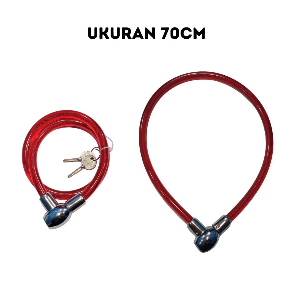 Gembok Kawat 65cm 70cm / Kunci Kabel Cable Lock Kendaraan Sepeda Motor Listrik Roda Helm Pengaman Stang Pagar Serbaguna