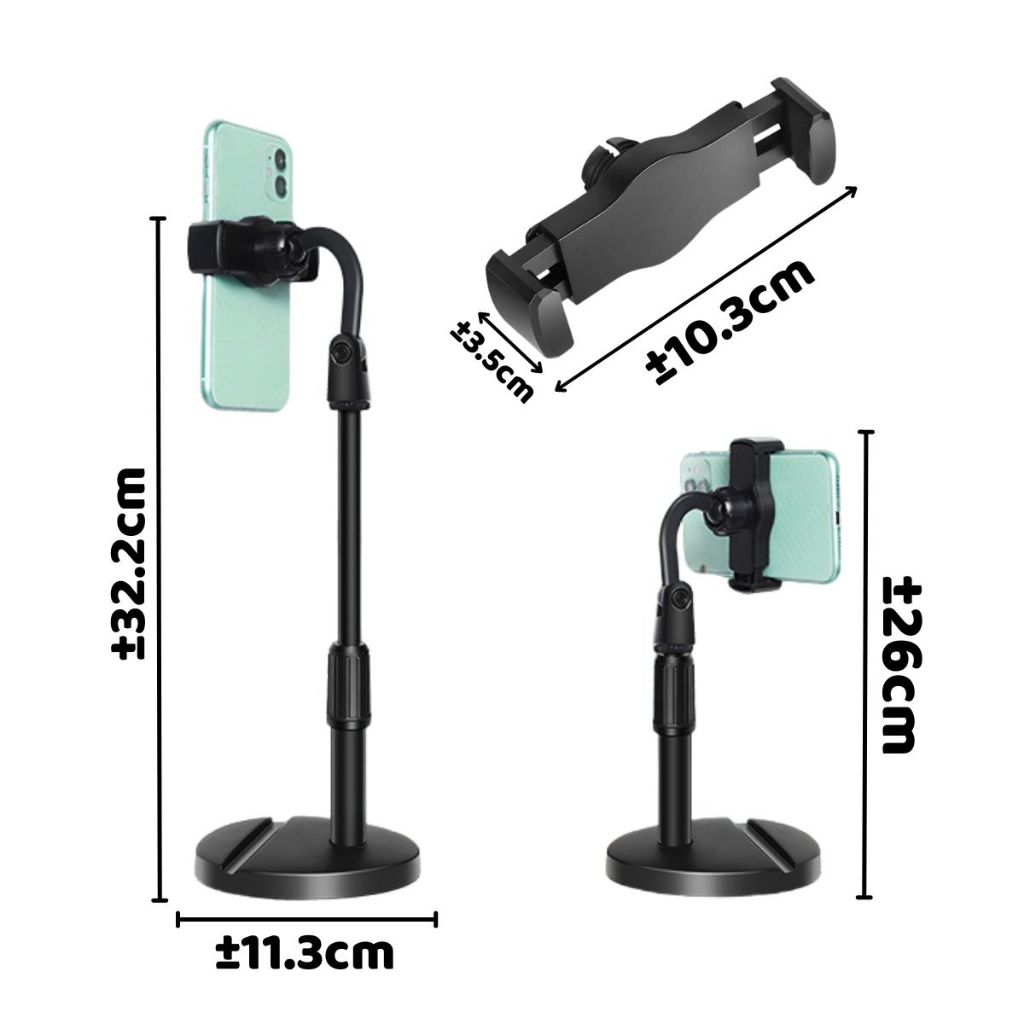 Phone Holder Universal HD-26 + Penyangga Dudukan HP 2in1 / Stand Meja HD26 Rotasi 360° Folding Desktop Support Tablet Standing Handphone Berdiri Untuk Meeting Review Vlog Live Streaming Broadcasting Nonton Drakor Dracin Dance Video Call HD 26 Super Murah