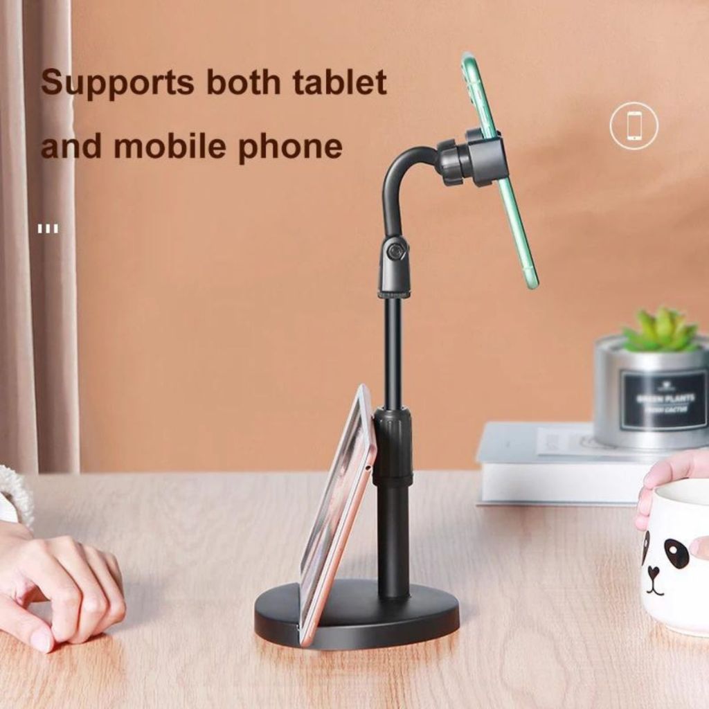 Phone Holder Universal HD-26 + Penyangga Dudukan HP 2in1 / Stand Meja HD26 Rotasi 360° Folding Desktop Support Tablet Standing Handphone Berdiri Untuk Meeting Review Vlog Live Streaming Broadcasting Nonton Drakor Dracin Dance Video Call HD 26 Super Murah