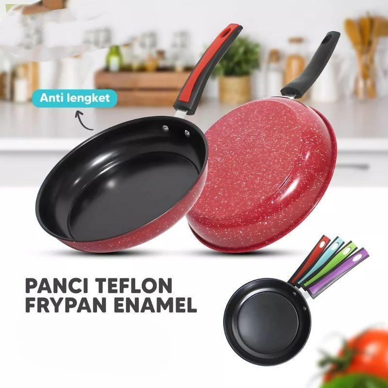 Teflon Serbaguna 18 CM Anti Lengket Frypan Ring - Alat Wajan Penggorengan Bentuk Bulat Gagang Panjang Untuk Goreng Tumis Rebus Non-stick / Panci Tempat Memasak Praktis Tahan Karat Food Grade / Peralatan Dapur Perlengkapan Rumah Tangga Multifungsi