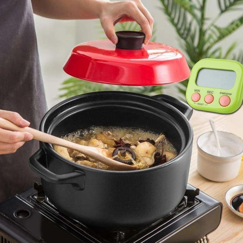 Timer Dapur Pengatur Waktu Masak Clock Stopwatch / Digital Kitchen LED Display Magnetic Alat Dapur Pengukur Timing Kematangan Memasak Merebus Oven Kue Makanan Tepat Waktu / Alarm Pengingat Belajar Olahraga Gym Berenang Lomba Hitung Mundur Multifungsi