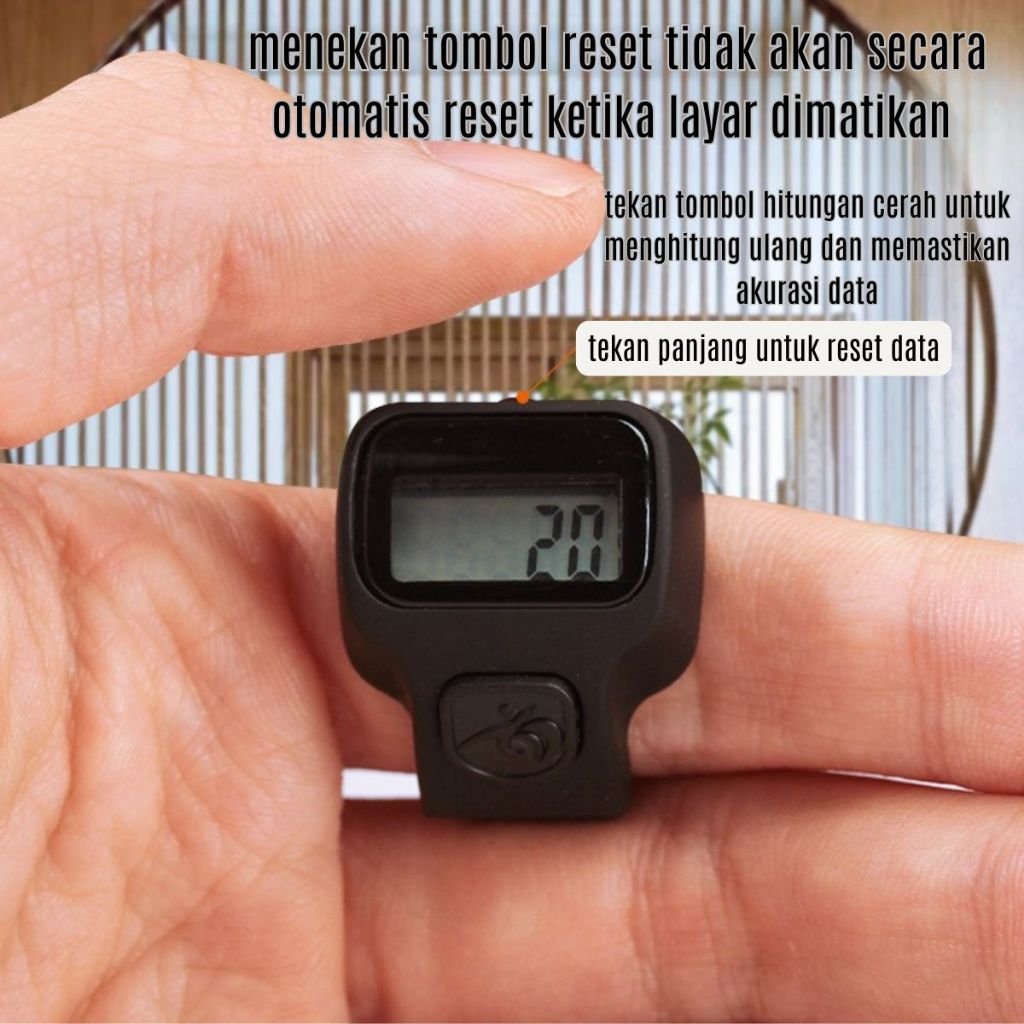 Cincin Tasbih Digital LED / Finger Counter Ring Mini / Penghitung Dzikir Portable Tally Modern Elegan