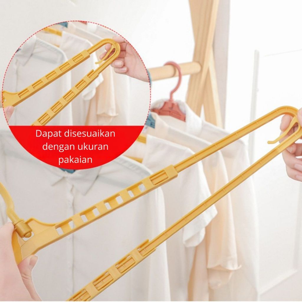 Gantungan Baju Tarik / Magic Hanger Plastik / Cantolan Gantung Jemuran Pakaian Celana Handuk Serbaguna