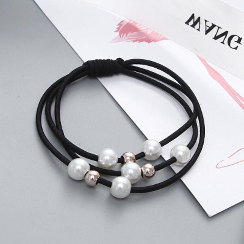 Ikat Rambut Mutiara 3 Layer/Kunciran Karet Gelang Pearl Elastis/Aksesoris Kepala Wanita Fashion Korea