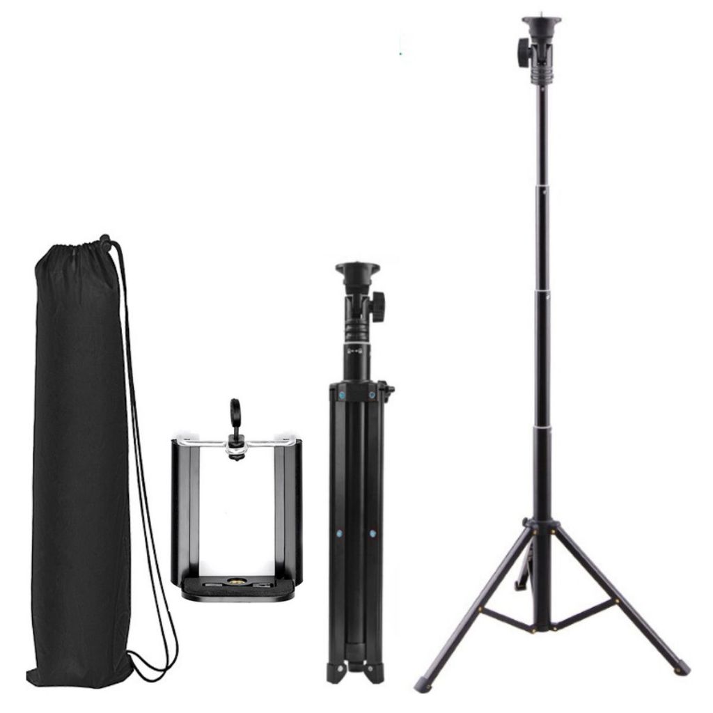 Tripod HP 1.1M + Holder U Free Bag For Stand Selfie Ringlight Kamera Handycam Vlog Live Streaming