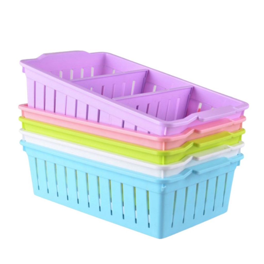 Rak Plastik 3 Sekat / Storage Box / Keranjang Penyimpanan Sabun Bumbu ATK Kosmetik Serbaguna