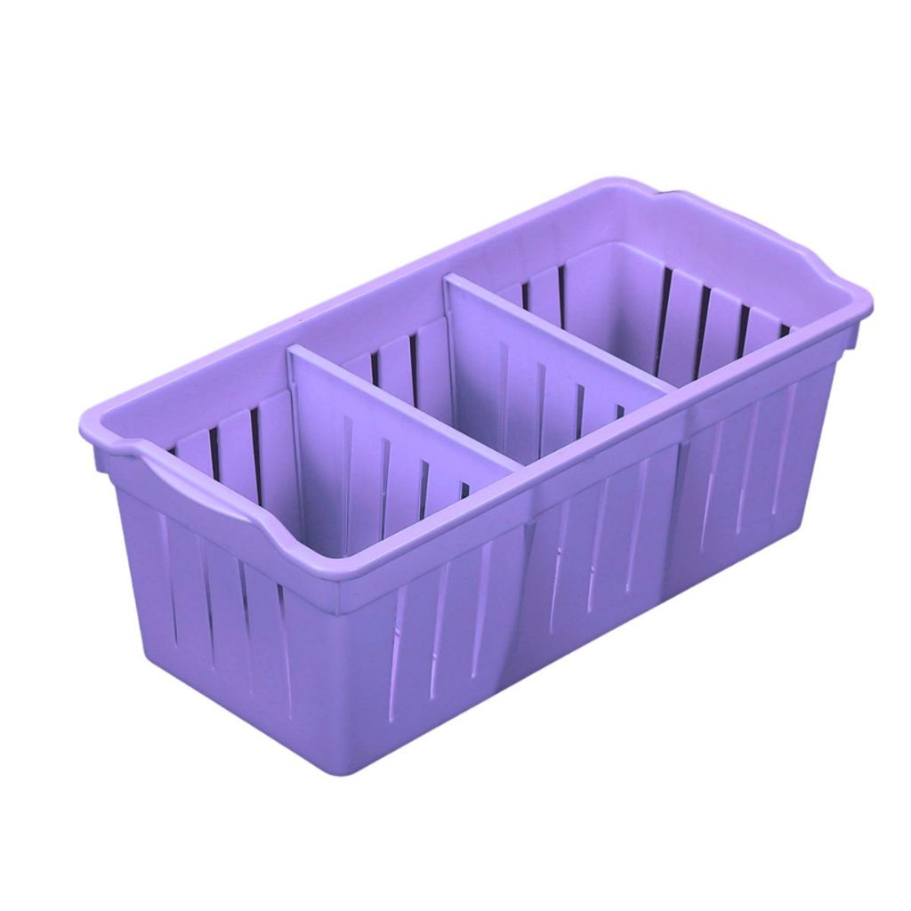 Rak Plastik 3 Sekat / Storage Box / Keranjang Penyimpanan Sabun Bumbu ATK Kosmetik Serbaguna