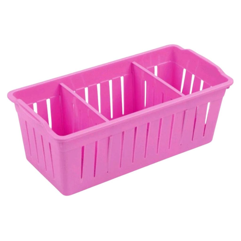 Rak Plastik 3 Sekat / Storage Box / Keranjang Penyimpanan Sabun Bumbu ATK Kosmetik Serbaguna