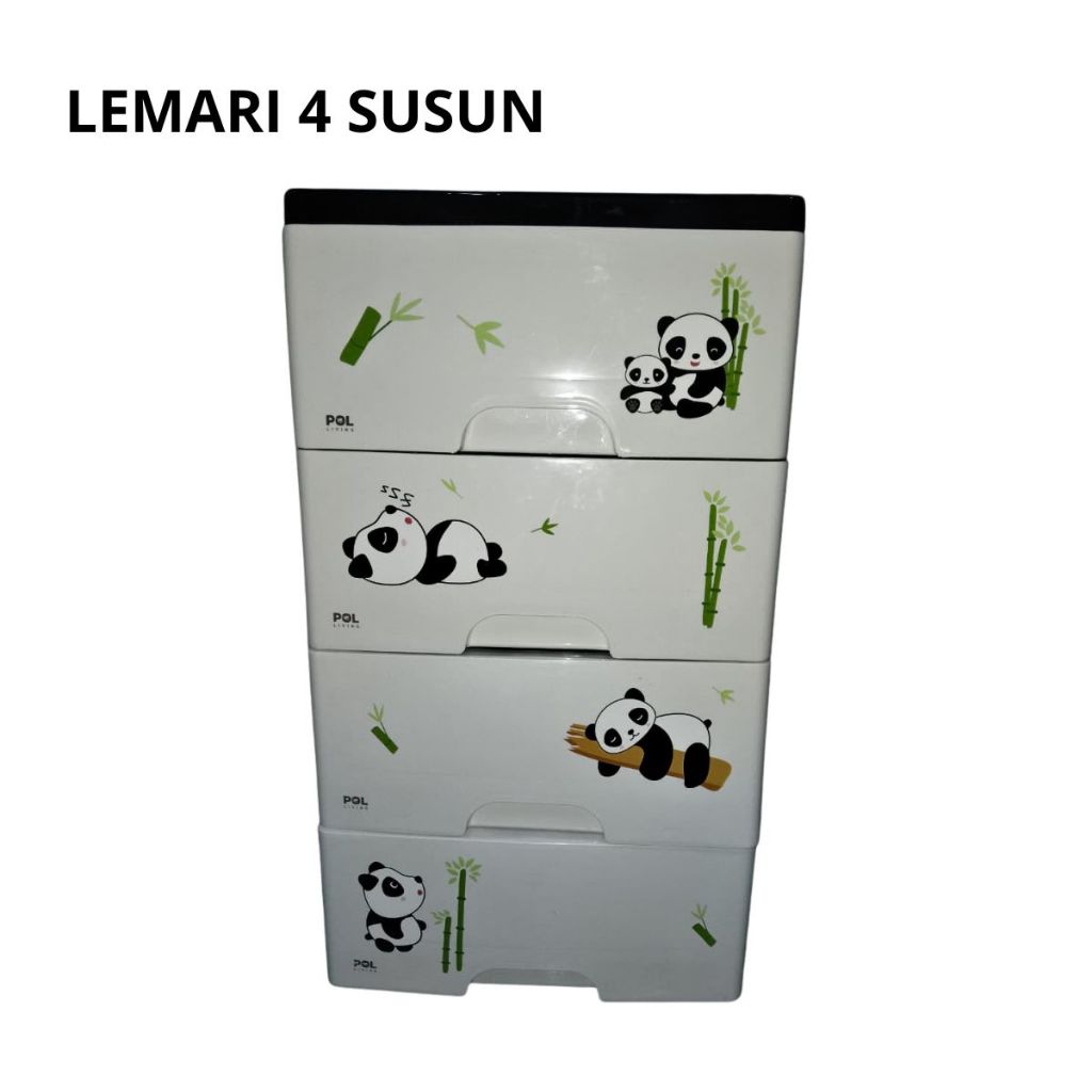 Lemari Plastik Panda 4-5 Susun | Kabinet Mini Rak Pakaian Tempat Penyimpanan Baju Celana Serbaguna Termurah