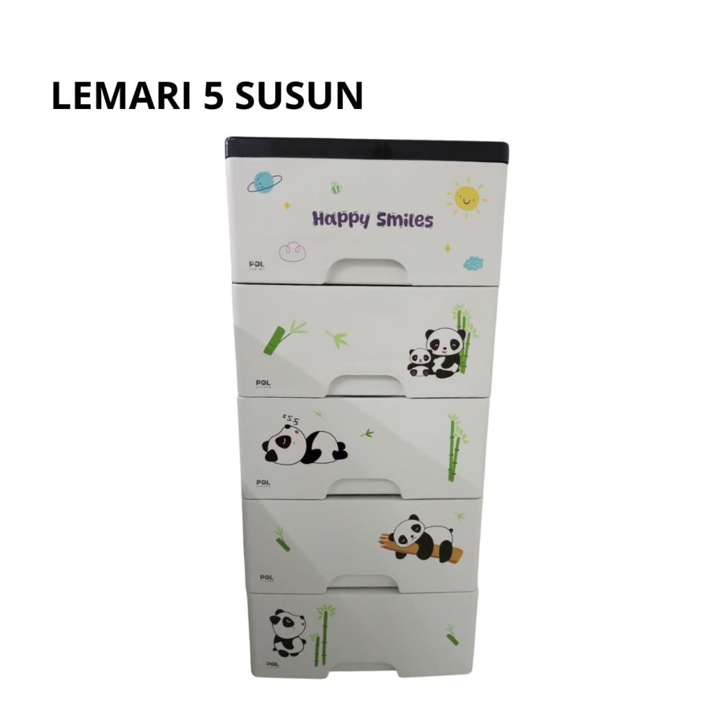 Lemari Plastik Panda 4-5 Susun | Kabinet Mini Rak Pakaian Tempat Penyimpanan Baju Celana Serbaguna Termurah