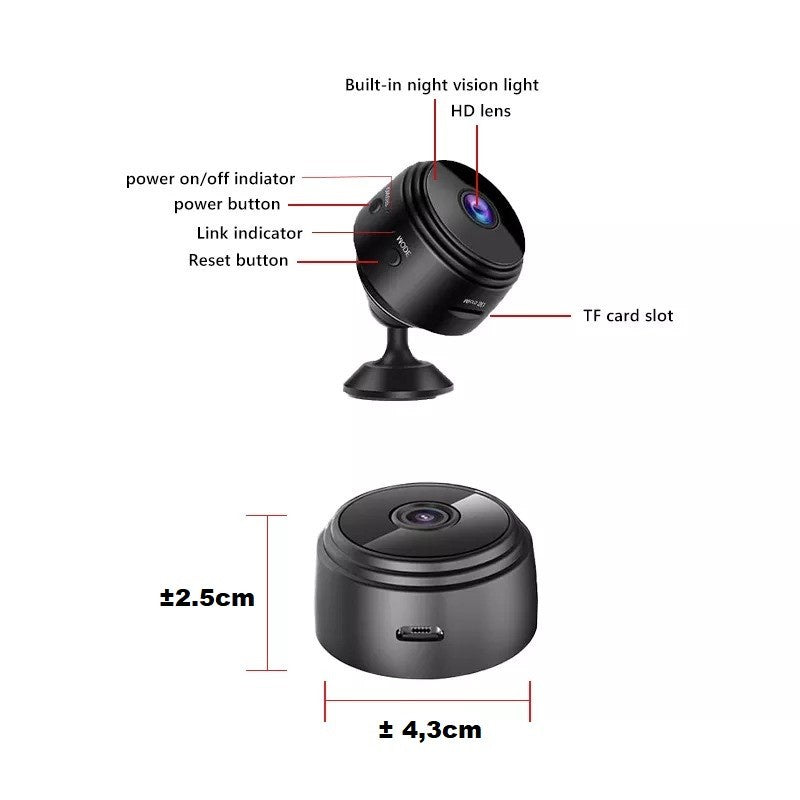 Kamera CCTV Mini A9 - Spy Kamera WiFi Full HD 1080p Wireless - Hidden Cam Smart IP Camera Pengintai Wide Angle Anti Maling Kecil Konek HP Connect Aplikasi TERMURAH BERKUALITAS