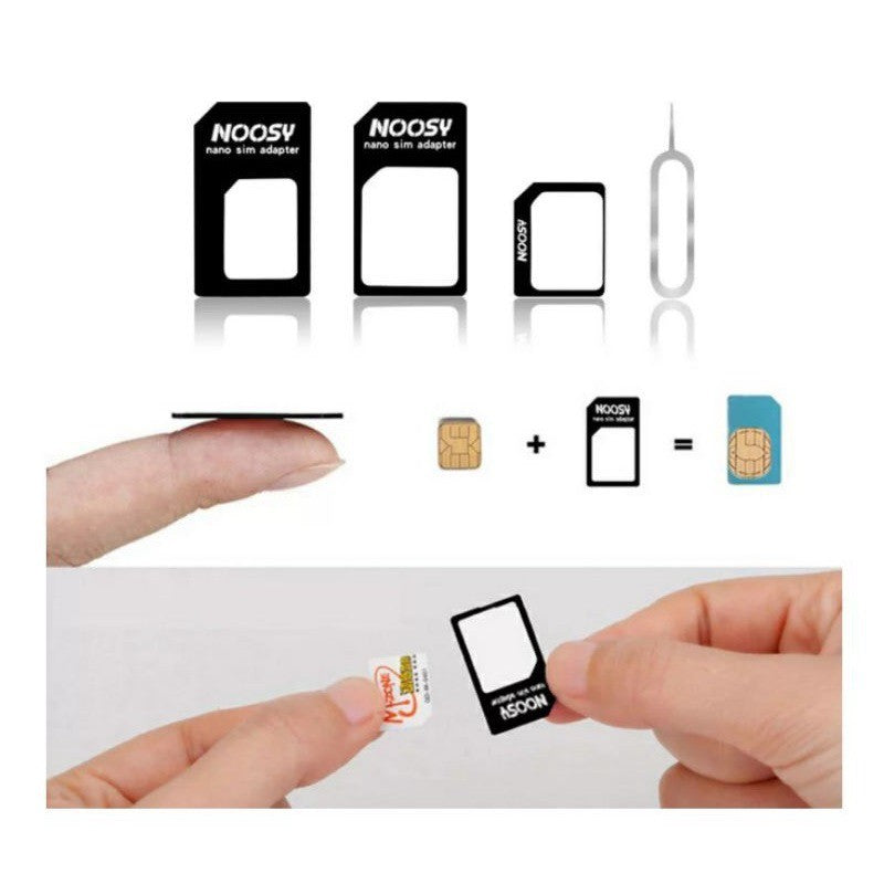 Adapter Sim Card Noosy 4IN1 Dudukan Kartu Standart Nano Micro Pin Ejector Jarum