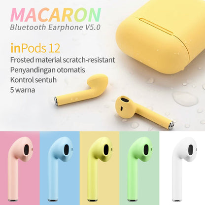 Headset Bluetooth Wireless TWS Inpods 12 Macaron Color TWS i12 Headset Wireless V5.0