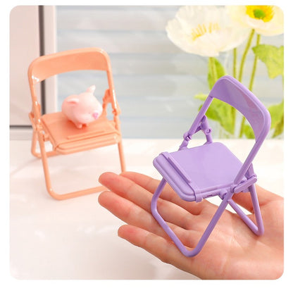 Stand Holder Hp Model Kursi Lipat / Universal Dudukan Penyangga Handphone Model Bangku Mini / Chair Folding Mobile Phone Macaron / Docking Sandaran HP Tablet Adjustable Warna Warni Pastel Dekorasi Ruangan Dekor