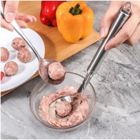 Sendok Bakso Cetakan Pembuat Baso Stainless Steel / Meatball Maker Alat Bantu Cetak Daging Sapi Ikan Pentol Shape Hole Bulat Anti Lengket Anti Karat