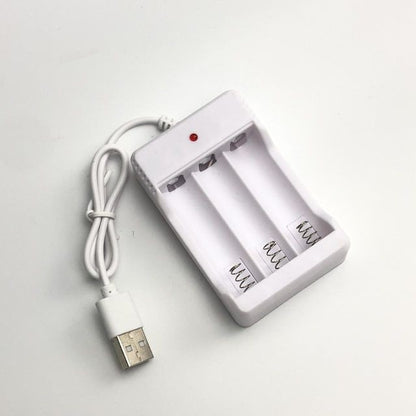 Desktop Charger Baterai Isi Ulang 3 Slot A2 A3 AA AAA Rechargeable Kabel USB Casan Battery Adaptor