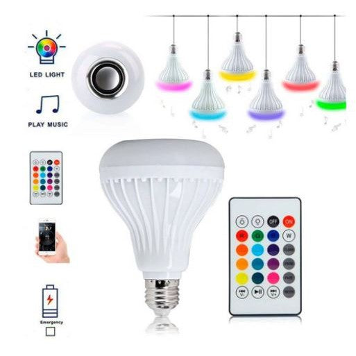 Speaker Bluetooth Bohlam ARASHI AML 6W RC Lampu LED Putih Disco RGB Remote Control Music Lamp Unik