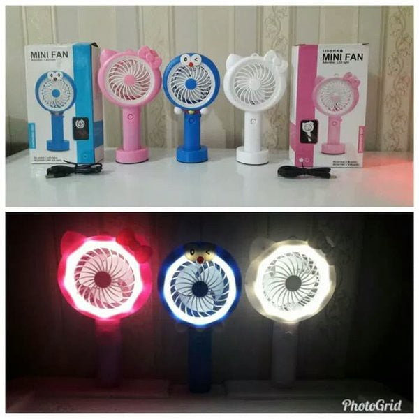 Kipas Angin Tangan Karakter + Lampu LED Handy Mini Fan Stand SX-109