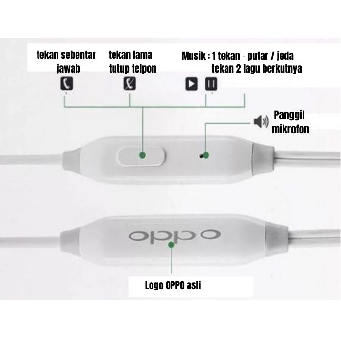 Headset R11 Handsfree ORIGINAL OPPO VIVO - Wired Stereo Bass With Mic Earphones Smartphone Copotan Jack 3.5mm HP Handphone Kualitas Ori Suara Jernih