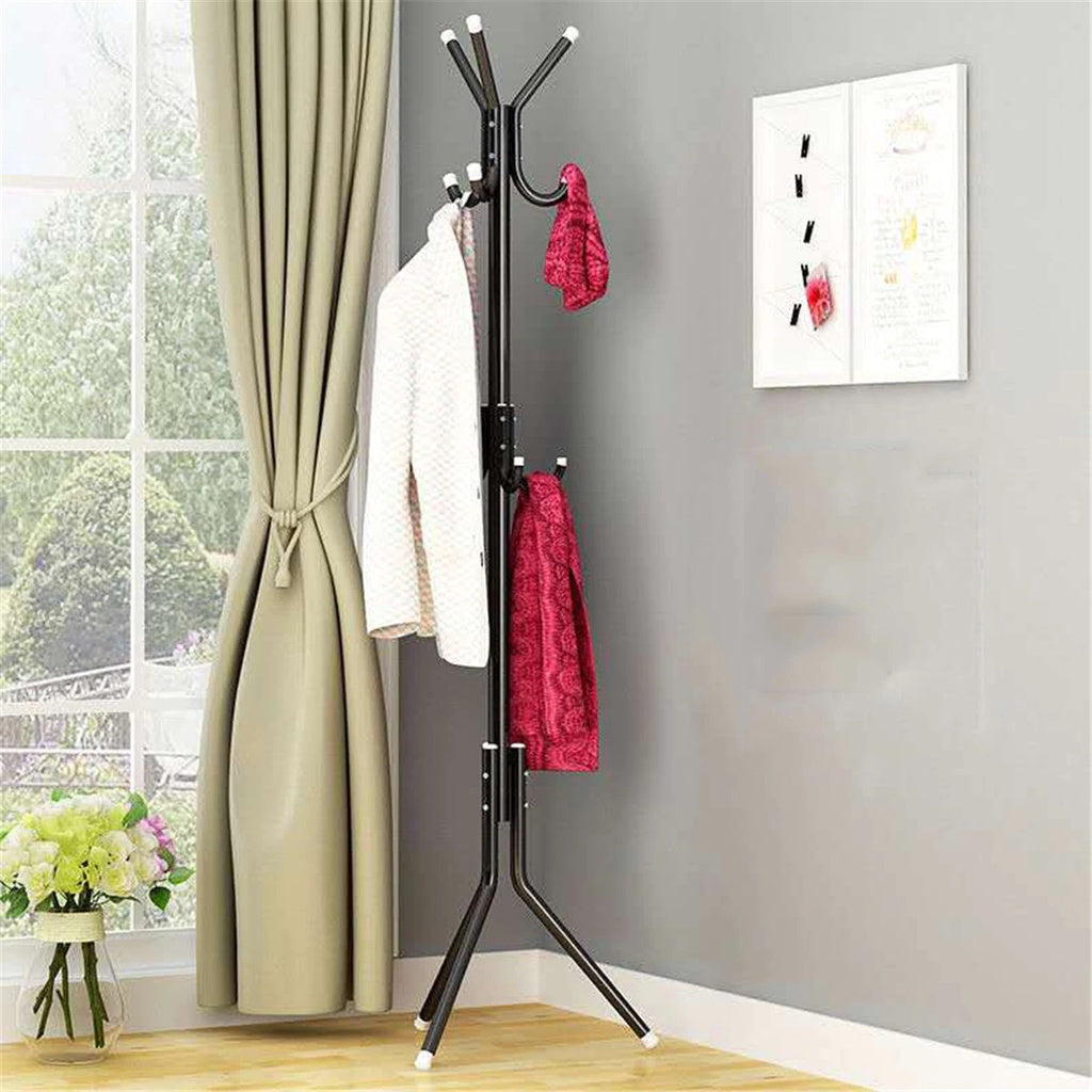 Stand Hanger Coat Rack / Gantungan Baju Jaket Topi 9 Kait / Standing Hanger Gantungan Berdiri Untuk Tas Dasi Payung Mantel Minimalis Aesthetic Serbaguna Stainless Steel Anti Karat Kokoh Baut