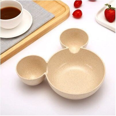 Mangkok Makan Anak Karakter Mickey Mouse Bahan Jerami Gandum Food Grade / Kids Soup Bowl BPA Free Tahan Panas / Piring Tempat Makan Bubur Mangkuk Sekat Alat Alas Wadah Lucu Warna Baby Bayi Balita Batita