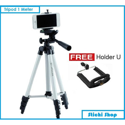 Tripod Weifeng 1M + Holder U for DSLR Kamera Handphone Alumunium 100cm panjang lipat traveling foto