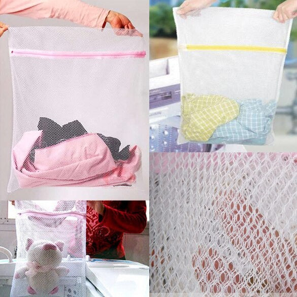 Laundry Bag Net Mesin Cuci 30x40 50x40 50x60Cm / Tas Londry Kantong Jaring Transparan Resleting Cucian Baju Kotor Kaos Kaki Pakaian Dalam Bra CD Underware / Washing Bag Tas Travel Pakaian Anti Kusut