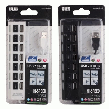 USB Hub 2.0 7 Port Saklar ON-OFF Adaptor Charger Hi Speed USBHUB Lubang Kabel Flashdisk Data Reader