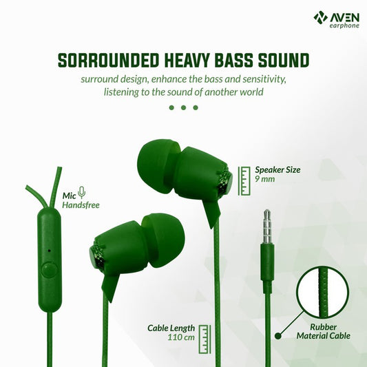 Earphones N21 Premium Sound Handsfree / Headset / Earbud - HIJAU