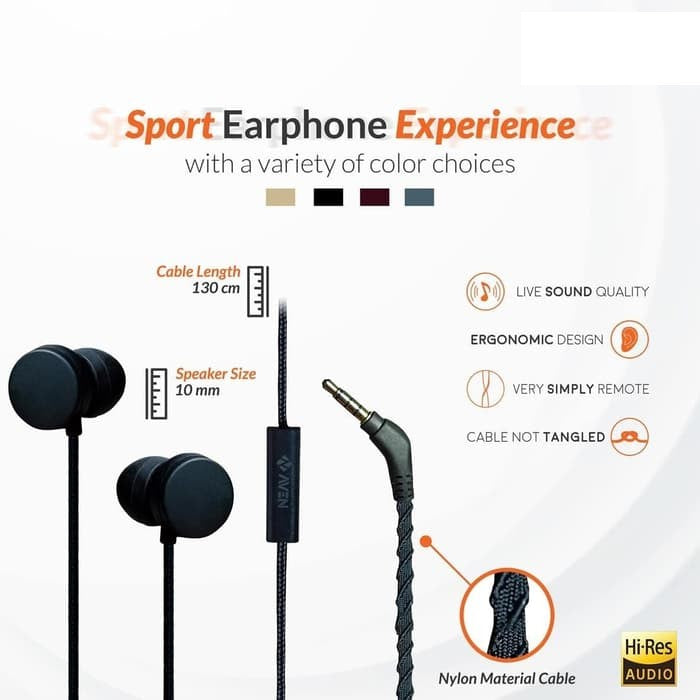 Earphone N18 Sport Sound Nylon Headset Handsfree Cable Premium