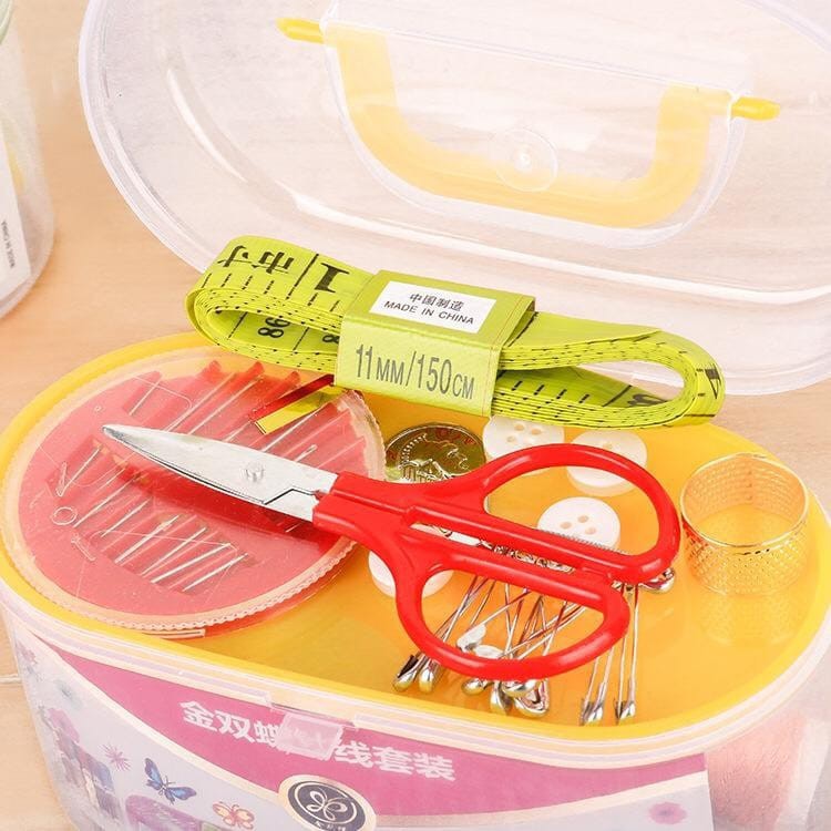 Sewing Set Kit Peralatan Jahit Kotak Box Alat Menjahit Benang Jarum Peniti Meteran Gunting Baju Kain