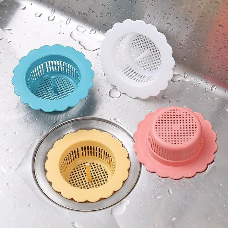 Saringan Afur Bak Cuci Piring Wastafel / Penutup Lubang Saluran Air Dapur Penyaring Kotoran Sampah Sisa Makanan PVC / Drain Sink Strainer Bentuk Bunga