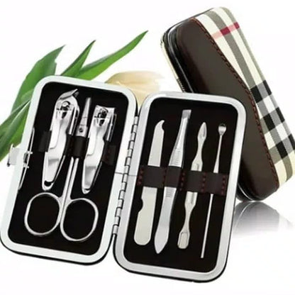 Manicure Pedicure Set 7IN1 Dompet Paket Pembersih Kuku Pinset Gunting Lancip Korek telinga Kuping