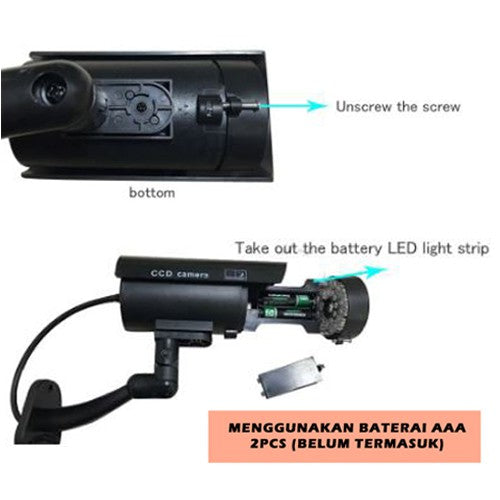 Kamera CCTV Palsu Dummy Fake Camera OUTDOOR Lampu Simulasi Tiruan Toko Rumah Kantor Tempat Parkir