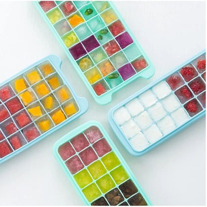 Cetakan Es Batu Cokelat Jelly Silicone 24 & 36 Sekat Ice Cube Tray Mold Dengan Penutup Food Grade Anti Pecah Alat Cetak Coklat Kotak Silikon