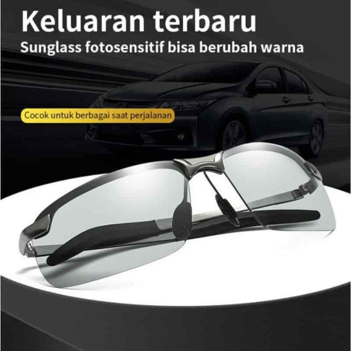 Kacamata Photocromic & Polarized Sunglasses Anti Silau Siang & Malam