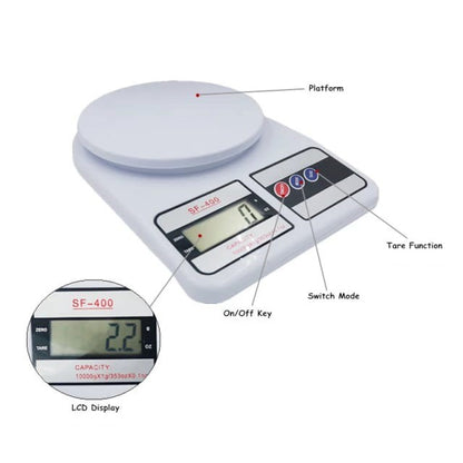 Timbangan Dapur Digital SF400 10Kg FREE BATERAI Kitchen Scale SF 400 Kapasitas Kue Tepung Bahan LCD