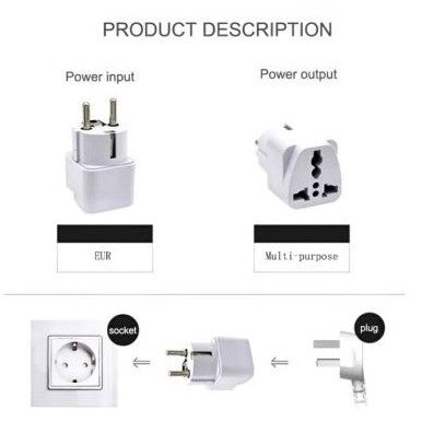 Over Steker Adaptor 3 Kaki Travel Adapter ke 2 Universal (UK + US+ AU)