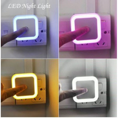 Lampu Tidur LED Otomatis Sensor Cahaya Colok Listrik Dinding Persegi Dekorasi Ruangan Night Lamp